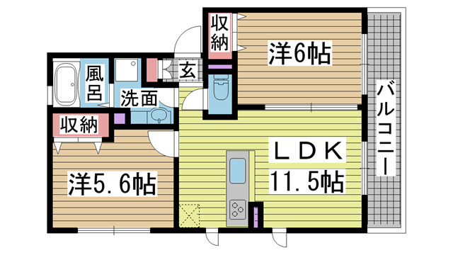 神戸市北区鈴蘭台北町の賃貸物件間取画像