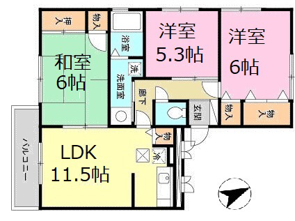 神戸市北区谷上南町の賃貸物件間取画像