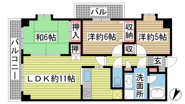 神戸市須磨区磯馴町の賃貸物件間取画像
