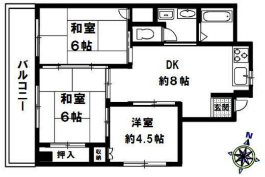 神戸市灘区福住通の賃貸物件間取画像