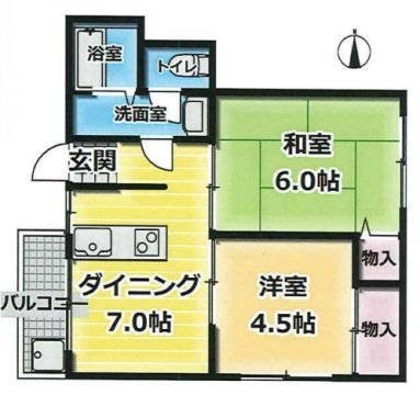 神戸市灘区中郷町の賃貸物件間取画像