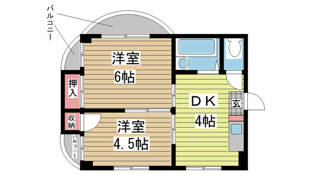 神戸市東灘区西岡本の賃貸物件間取画像