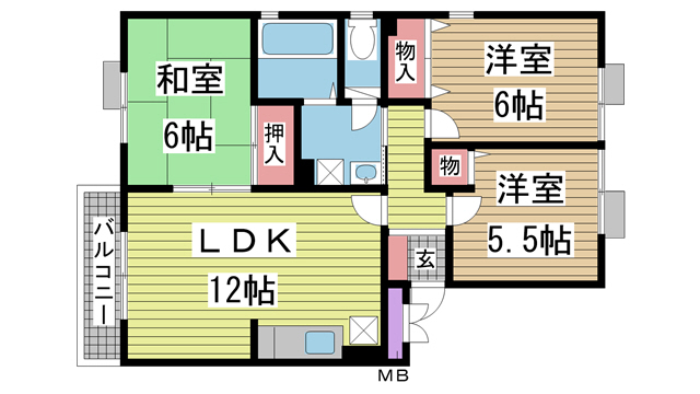 神戸市須磨区千守町の賃貸物件間取画像