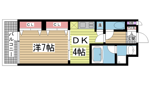 神戸市中央区琴ノ緒町の賃貸物件間取画像
