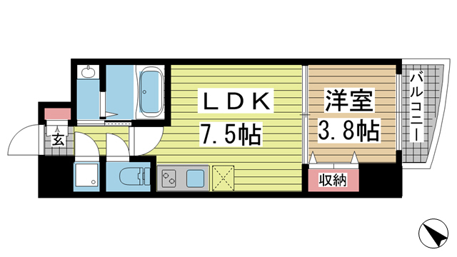 神戸市中央区御幸通の賃貸物件間取画像