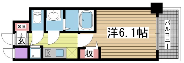 神戸市中央区筒井町の賃貸物件間取画像