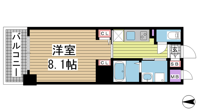 神戸市中央区琴ノ緒町の賃貸物件間取画像