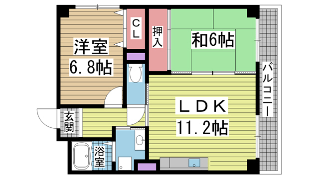 神戸市中央区中山手通の賃貸物件間取画像