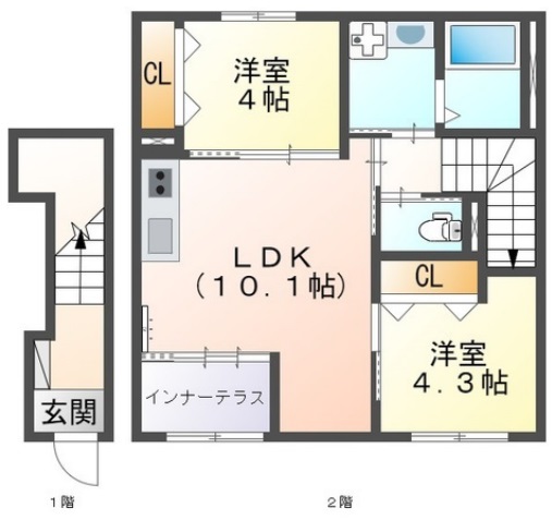 神戸市東灘区西岡本の賃貸物件間取画像