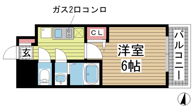 神戸市中央区琴ノ緒町の賃貸物件間取画像