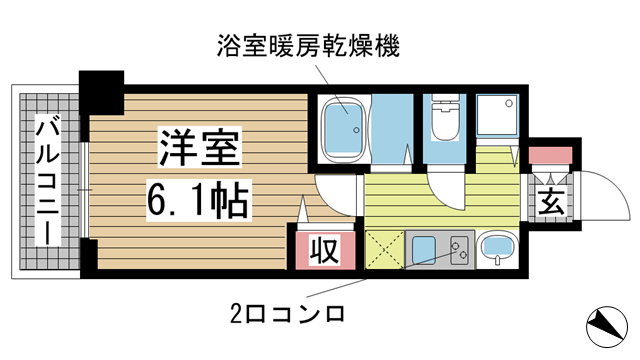 神戸市中央区国香通の賃貸物件間取画像