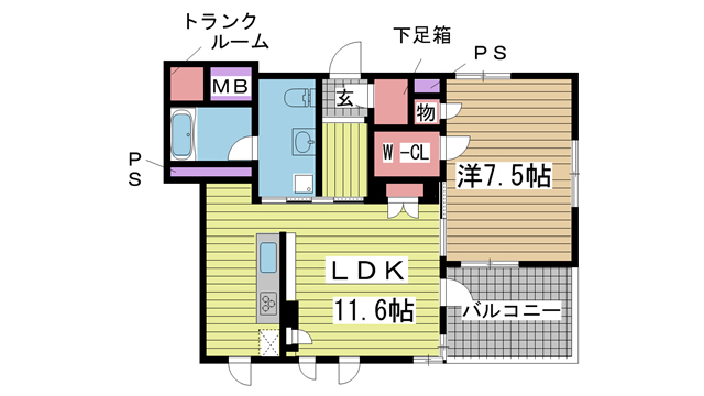神戸市中央区東川崎町の賃貸物件間取画像