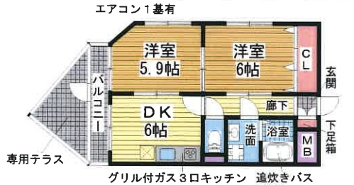 神戸市兵庫区神田町の賃貸物件間取画像