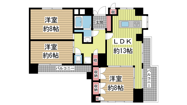 神戸市中央区宮本通の賃貸物件間取画像