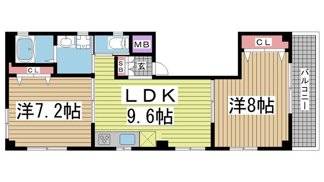 神戸市中央区旭通の賃貸物件間取画像