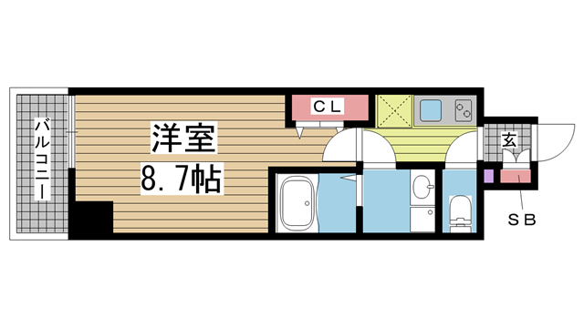神戸市中央区古湊通の賃貸物件間取画像