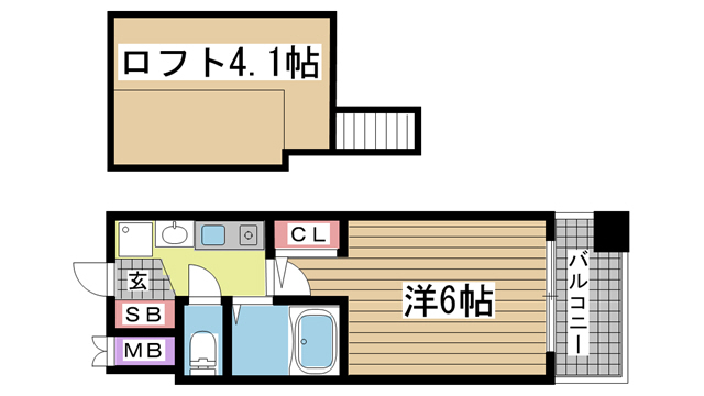 神戸市中央区琴ノ緒町の賃貸物件間取画像