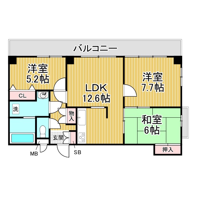 神戸市須磨区明神町の賃貸物件間取画像