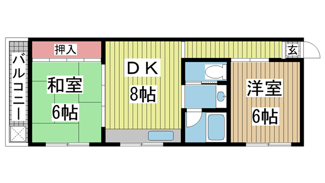 灘サンシャイン 2A|神戸市灘区灘北通(JR東海道本線(近畿)摩耶駅)のマンション間取 灘サンシャイン 2A|神戸市灘区灘北通(JR東海道本線(近畿)摩耶駅)のマンション間取