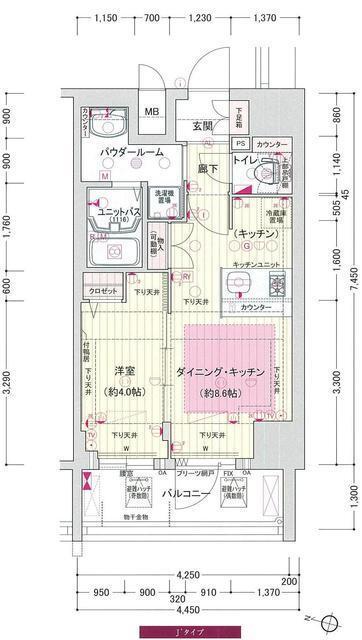 神戸市中央区琴ノ緒町の賃貸物件間取画像