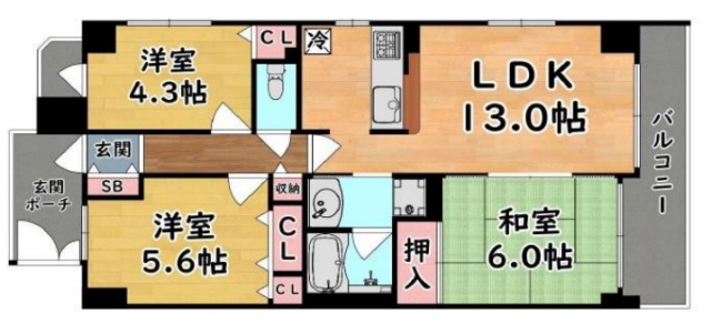神戸市灘区日尾町の賃貸物件間取画像
