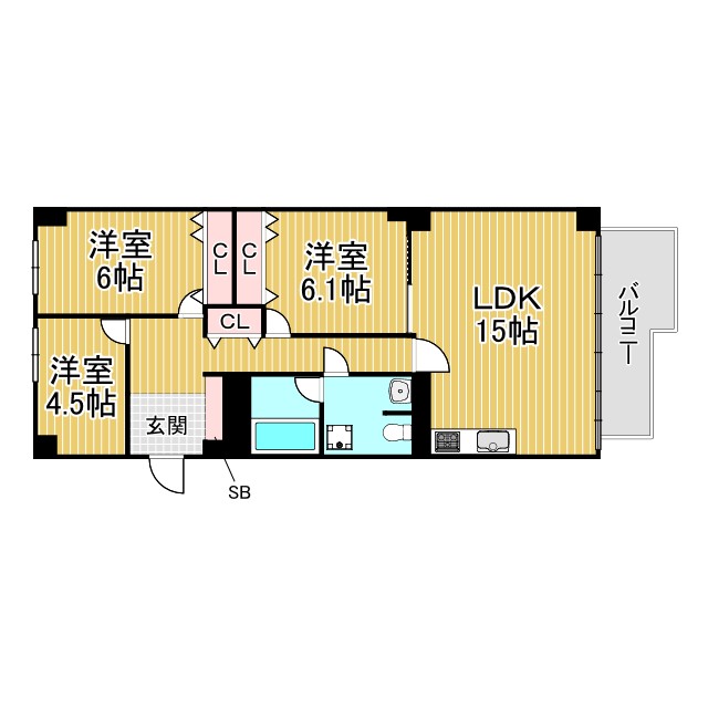 神戸市東灘区岡本の賃貸物件間取画像