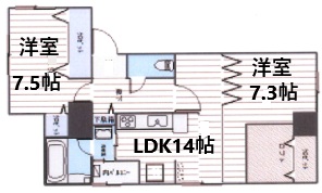 神戸市須磨区寺田町の賃貸物件間取画像