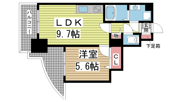 神戸市中央区浜辺通の賃貸物件間取画像