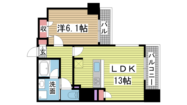 神戸市兵庫区新開地の賃貸物件間取画像
