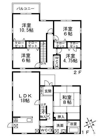 神戸市垂水区桃山台の賃貸物件間取画像