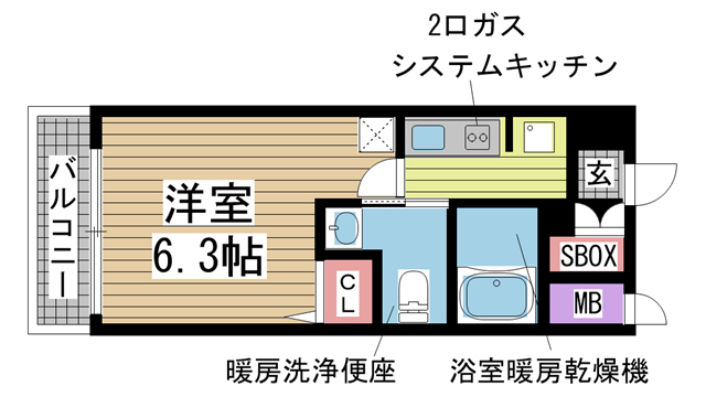 神戸市中央区御幸通の賃貸物件間取画像