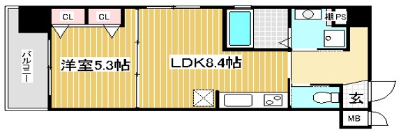 神戸市中央区磯辺通の賃貸物件間取画像