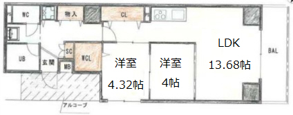 神戸市中央区加納町の賃貸物件間取画像