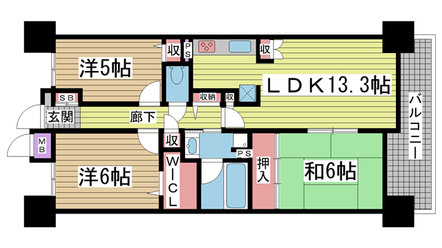 神戸市中央区吾妻通の賃貸物件間取画像