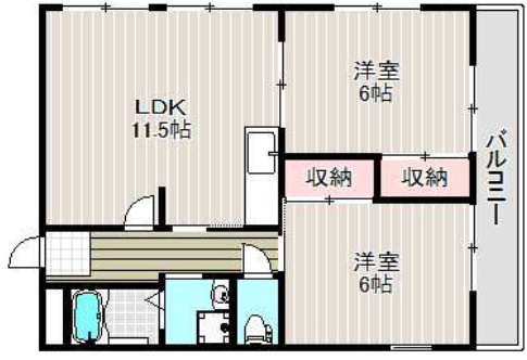 神戸市中央区楠町の賃貸物件間取画像