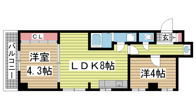 神戸市中央区東雲通の賃貸物件間取画像
