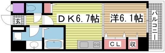 プレジール三ノ宮Ⅱ 305|神戸市中央区加納町(JR東海道本線(近畿)三ノ宮駅)のマンション間取 プレジール三ノ宮Ⅱ 305|神戸市中央区加納町(JR東海道本線(近畿)三ノ宮駅)のマンション間取