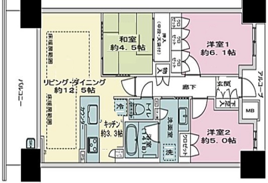 神戸市中央区栄町通の賃貸物件間取画像