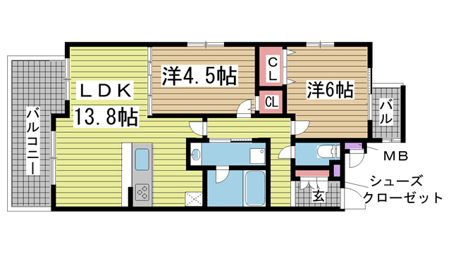 神戸市兵庫区湊町の賃貸物件間取画像