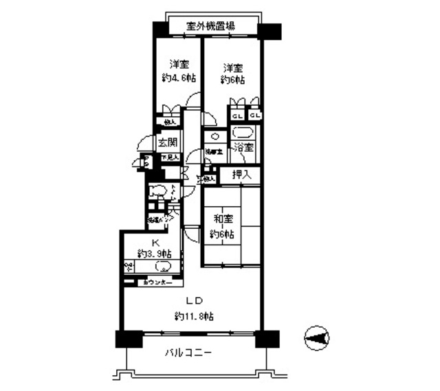 神戸市中央区熊内町の賃貸物件間取画像