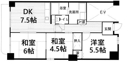 神戸市灘区岩屋北町の賃貸物件間取画像
