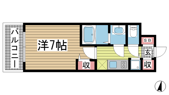 プレサンス三宮東フィール 607|神戸市中央区筒井町(JR東海道本線(近畿)三ノ宮駅)のマンション間取 プレサンス三宮東フィール 607|神戸市中央区筒井町(JR東海道本線(近畿)三ノ宮駅)のマンション間取