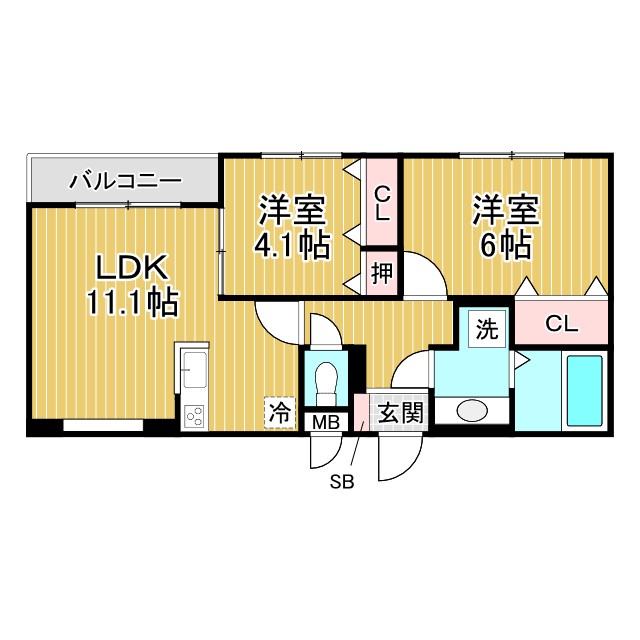 神戸市兵庫区芦原通の賃貸物件間取画像