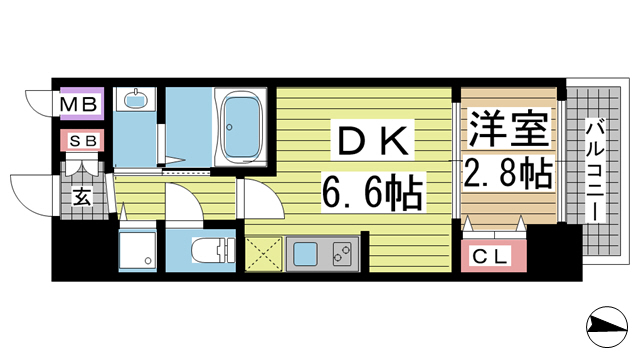 神戸市中央区海岸通の賃貸物件間取画像