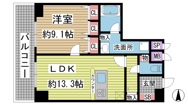 神戸市中央区加納町の賃貸物件間取画像