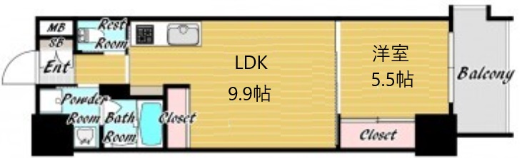 zonna神戸磯上通 402|神戸市中央区磯上通(JR東海道本線(近畿)三ノ宮駅)のマンション間取 zonna神戸磯上通 402|神戸市中央区磯上通(JR東海道本線(近畿)三ノ宮駅)のマンション間取