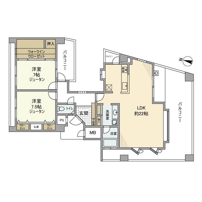 神戸市東灘区御影郡家の賃貸物件間取画像