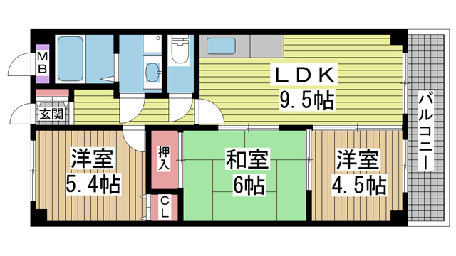 神戸市中央区山本通の賃貸物件間取画像