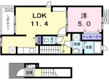 ル・フルール 201|神戸市北区山田町小部(神戸電鉄有馬線北鈴蘭台駅)のアパート間取 ル・フルール 201|神戸市北区山田町小部(神戸電鉄有馬線北鈴蘭台駅)のアパート間取