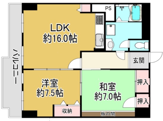 神戸市灘区高尾通の賃貸物件間取画像